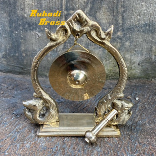 Miniatur Gong Naga Kuningan / Gong Cantuk Kuningan Kecil - Polished Brass