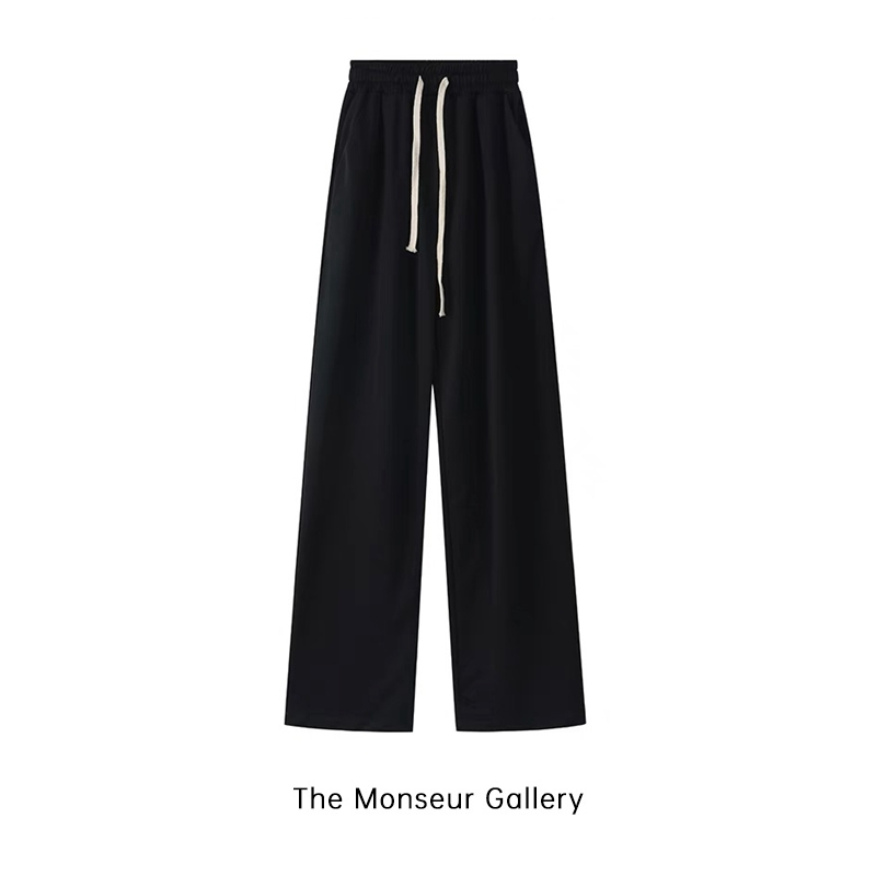 The Monseur Gallery Celana Panjang Hitam Korean Style High Waist Loose