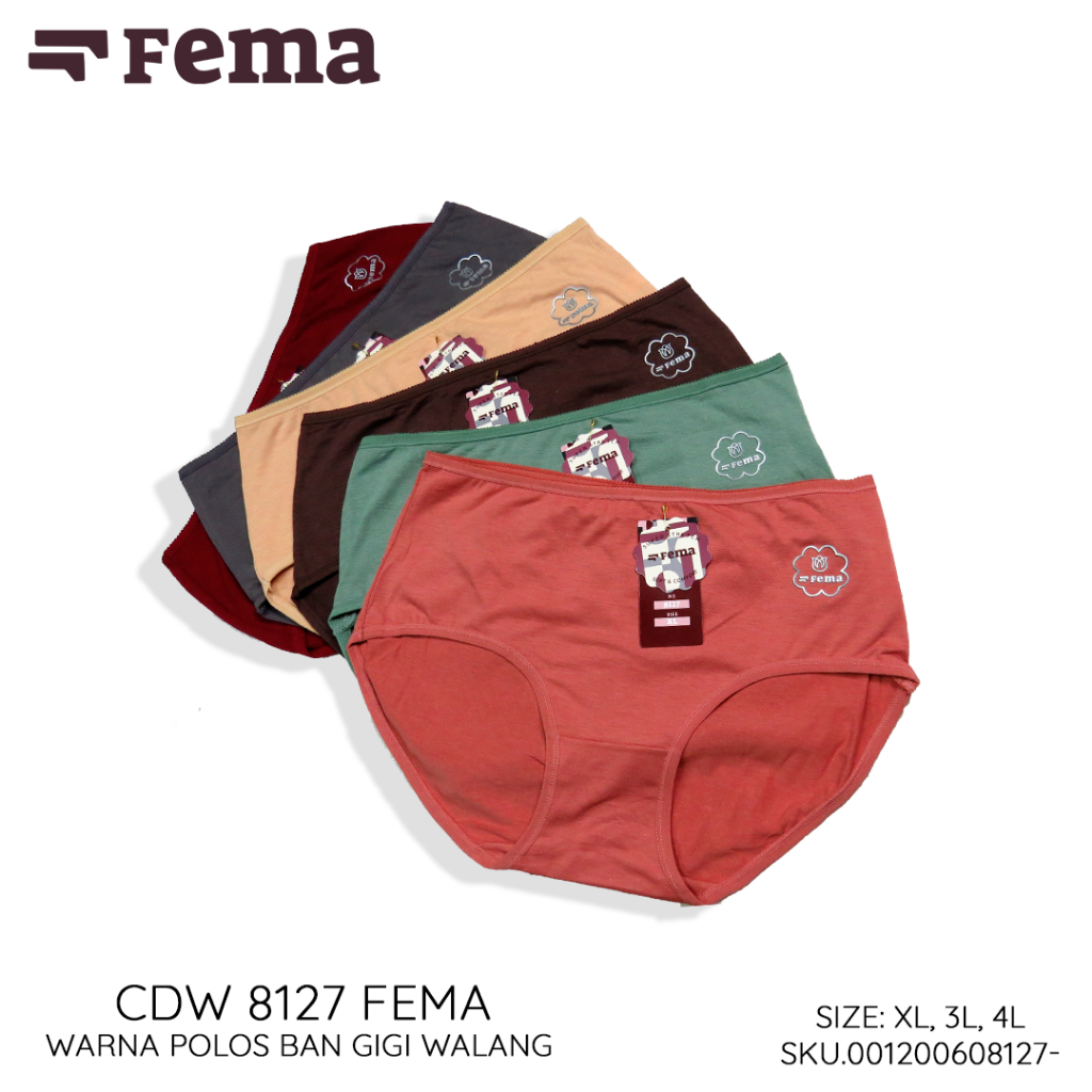 FEMA Official Shop Ecer 1pcs Celana Dalam Wanita 8127 Polos