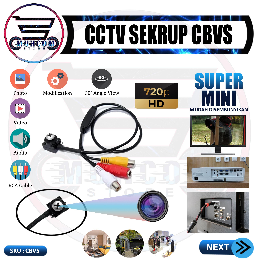 Kamera Pengintai Mini Analog Sekrup CBVS Camera DV DVR CCTV Secrup HD 720P Hidden Spy Kamera Pengint