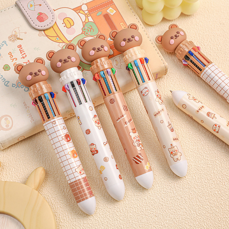 

1 Pcs Pena Alat Tulis Bolpoin Styling Press Pen Multicolor Bentuk Kepala Beruang Boneka Lucu Best Seller AT29