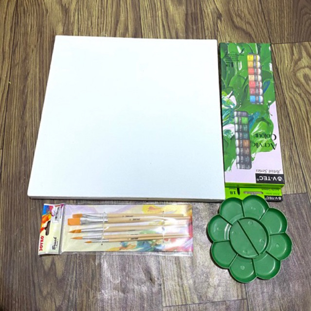 

paket melukis kanvas 30x30, cat acrilick vtec