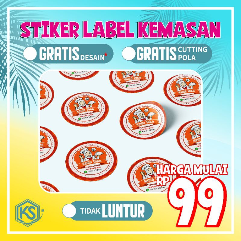 

Stiker Label Kemasan Makanan Minuman Catering - Free Cut sesuai pola