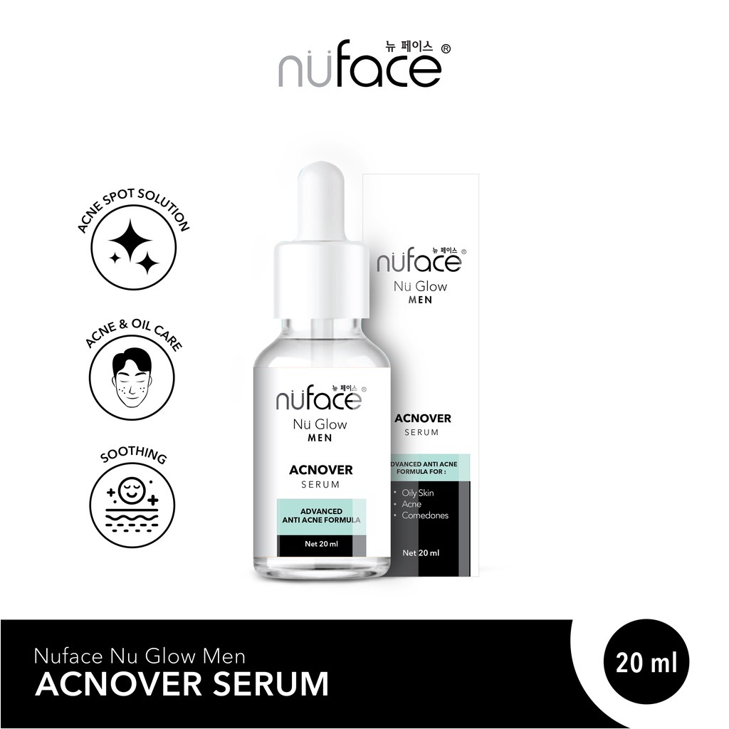 NUFACE Nu Glow Men Acnover Serum / Indonesia Serum Wajah 20ml / Advanced Anti Acne Formula For / Oil