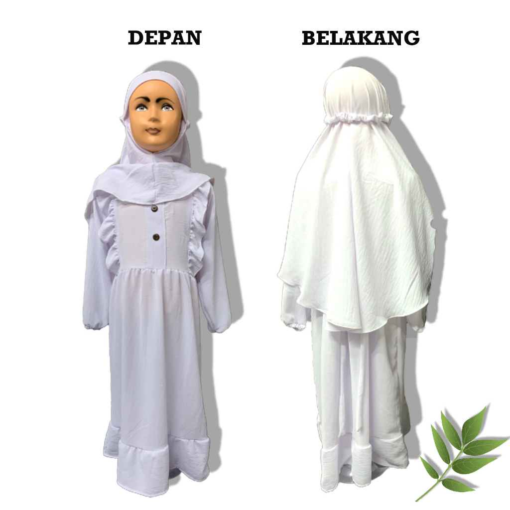 Gamis putih anak perempuan / baju manasik anak 1 - 12 tahun putih / busana muslim anak perempuan / G