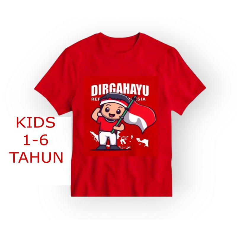 GROSIR Kaos Anak Kemerdekaan Usia 1-12 Tahun Isi 1 Kodi/20 Baju