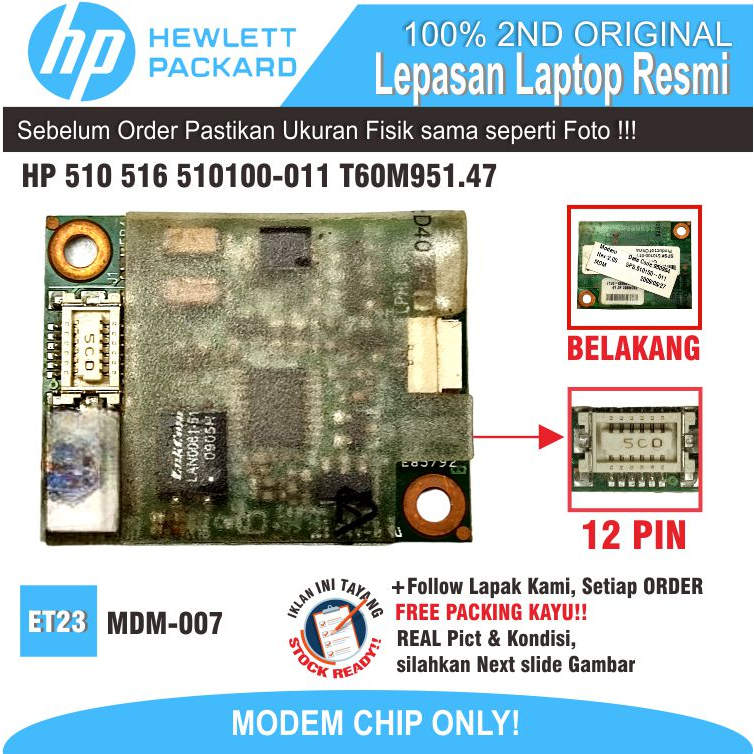 ET23 MDM-HP-1 Internal Modem Card Modem Chip Laptop Notebook Netbook HP 510 516 515 610 510100-011 9