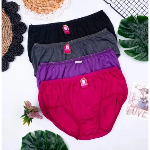 [3PCS/6PCS/12PCS] POLINI Katun Gelap - CD wanita celana dalam perempuan 668 jahit belakang POLINI