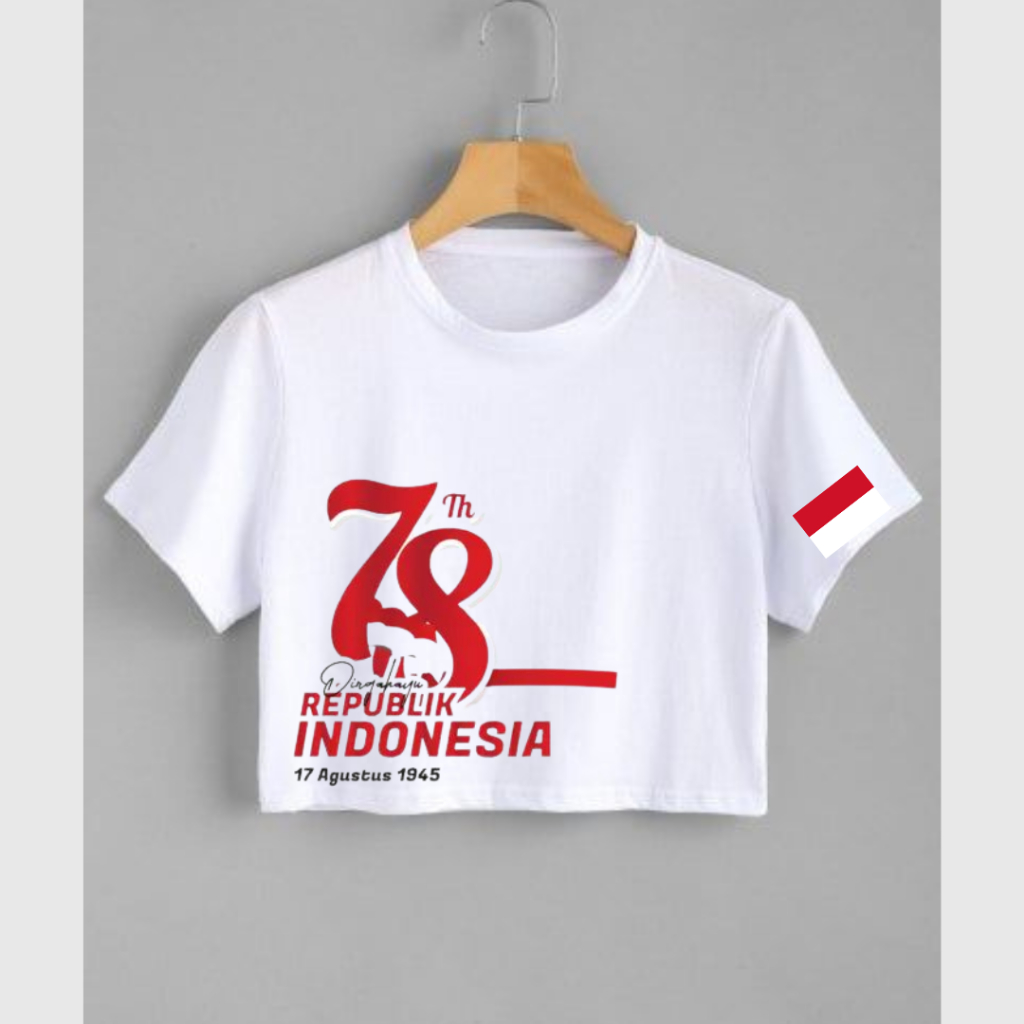 Clothing May - Kaos Distro Croptop Agustus 78 Merdeka Indonesia Atasan Krop Top Wanita Cewek Viral