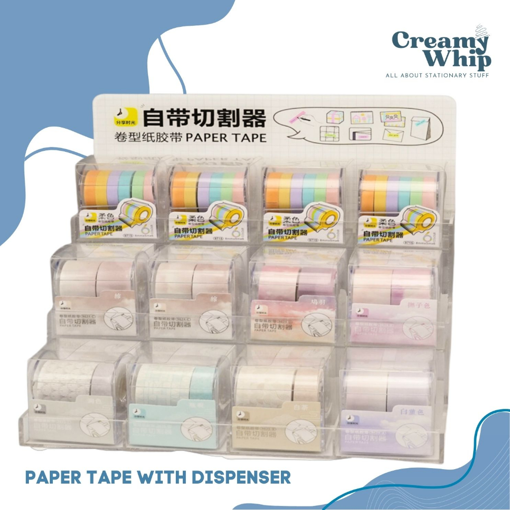 Washi Tape Dispenser Decorative Paper Tape With Dispenser Isolasi Kertas dengan design aesthetic