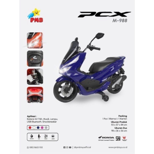 MOTOR MAINAN AKI ANAK PMB HONDA PCX M - 988 MOTORAN ANAK - Biru