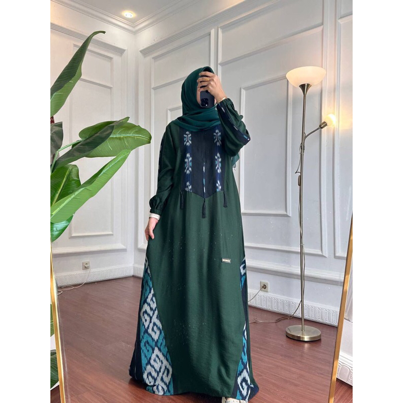 dress ijo anjanistore polo linen anjanistore