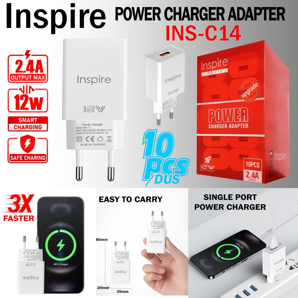 Adapter Travel Charger Fast Charge 2,4 Ampere Inspire INS-C14