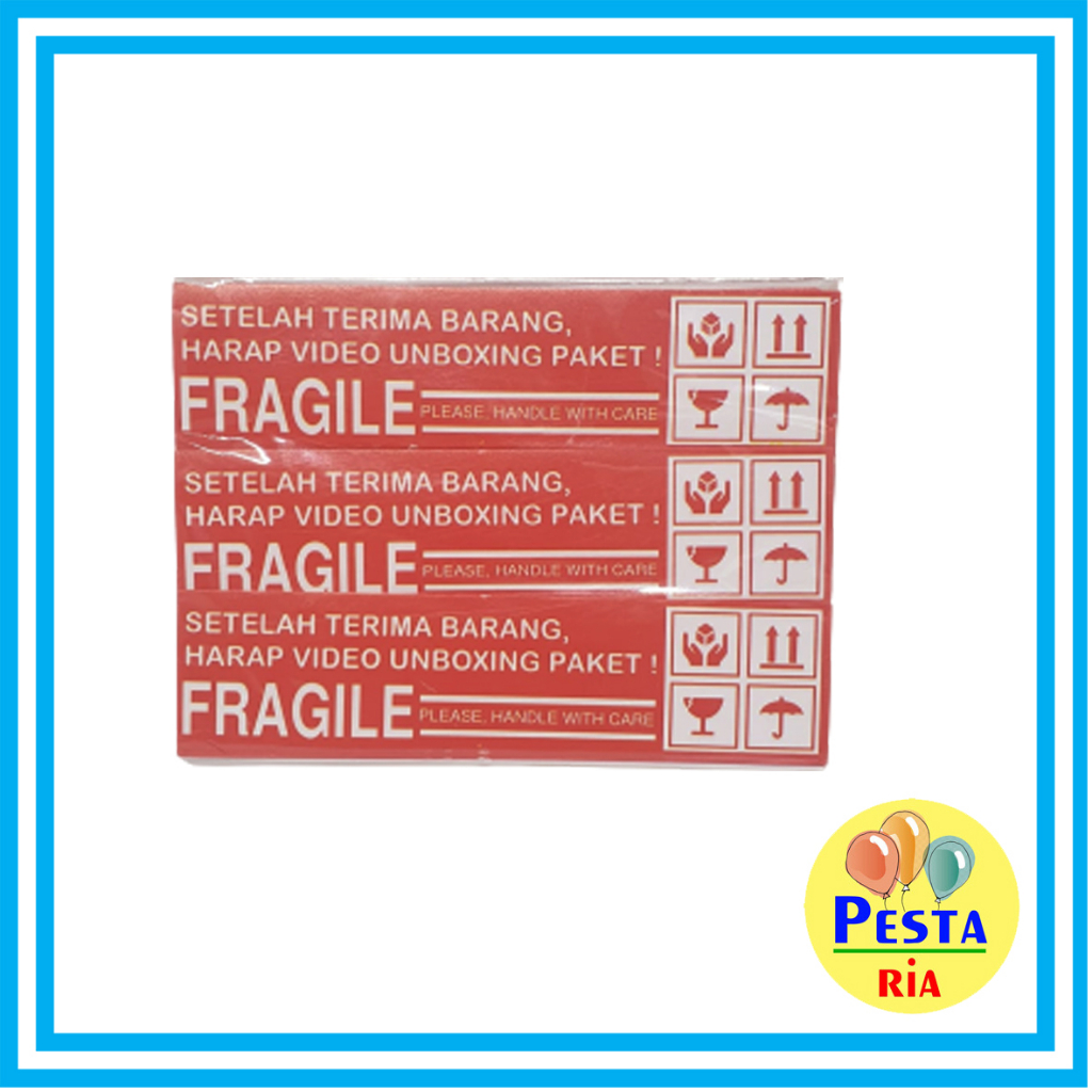 

Murah!! (1 Pak Isi 500pcs) Kertas Fragile, tempelan wajib vidio unboxing, barang mudah pecah/hati-hati