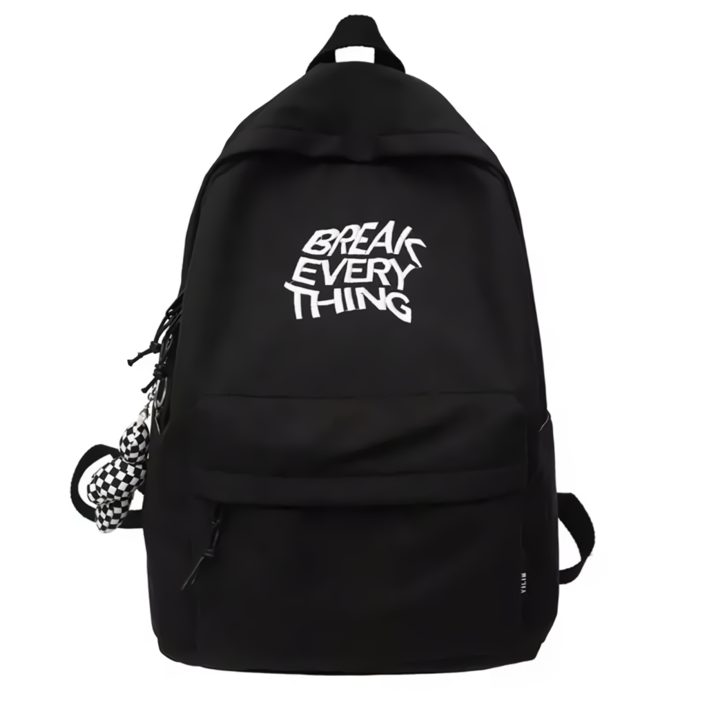 FAGETO - BREAK Tas Ransel Sekolah Break Untuk pria dan Wanita-Hitam-Putih