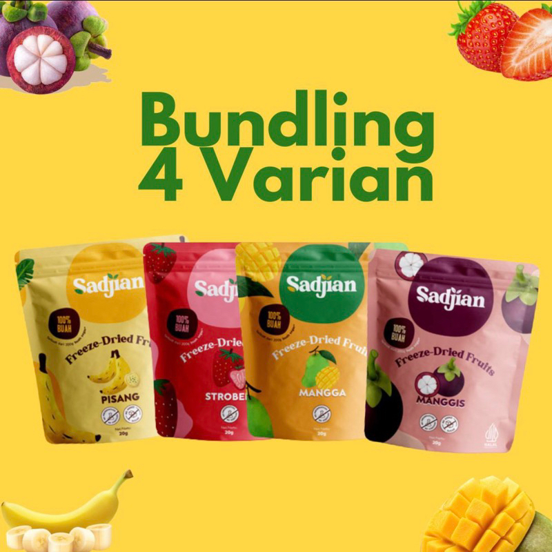 

Paket Mix 4 Varian Freeze-Dried Fruit (Pisang, Stroberi, Manggis, Mangga)