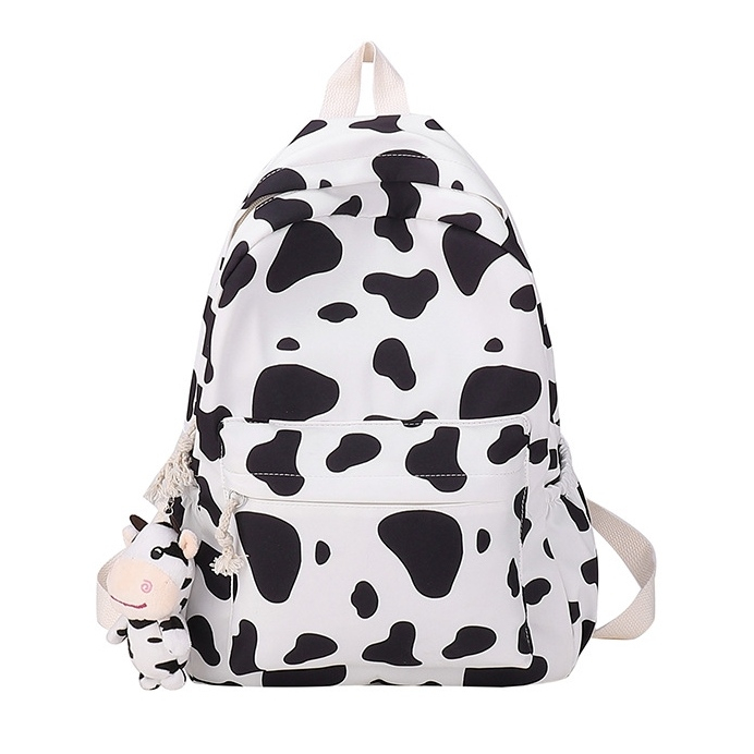 TAS RANSEL WANITA KANVAS MOTIF SAPI LUCU MOMORE TA866W1 BACKPACK CEWEK SEKOLAH BESAR GENDONG KULIAH 