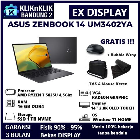 Laptop Asus Zenbook 14 UM3402YA Amd Ryzen 7 5825u 16Gb Oled Touchscren