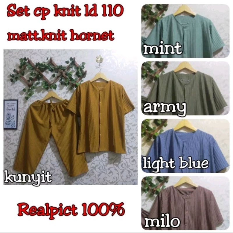 Ld 110 setcel cp knit hornet/setelan knit lengan pendek/oneset cp knit premium/oneset