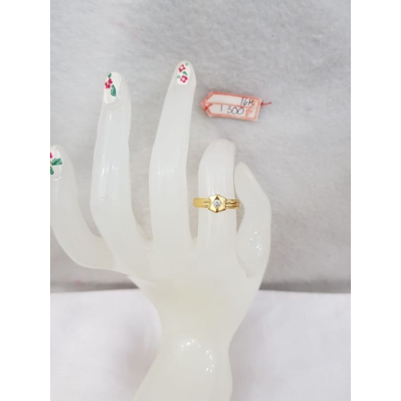 CP3469F337F cincin model permata putih emas kuning asli berat 1.300 no 13 d 1,6 kadar 70% 16k