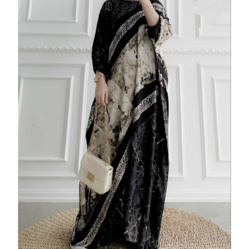 Baju Kaftan Wanita Motif Abstrak - Mega Kaftan Rayon Halus