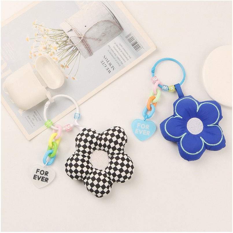 Mores Aksesoris Gantungan Kunci Tas Bentuk Boneka Bunga Daisy Bag Charm Plush Doll Pendant Keychain Pastel Import Lucu