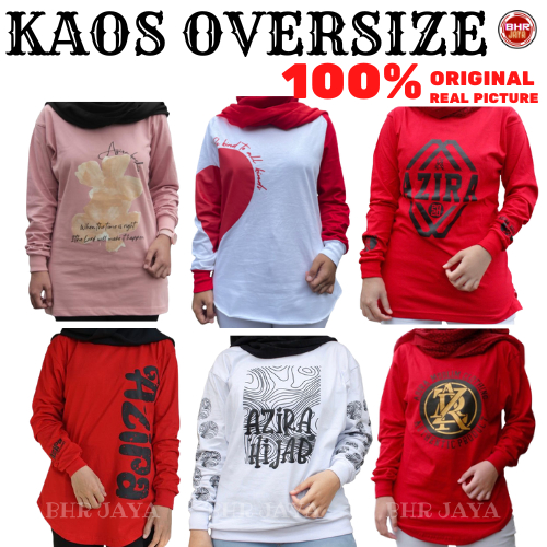 Baju Wanita Kaos Wanita Tangan Panjang sablon Azira Kaos Muslim Hijab Clothing size M-L-XL-XXL-XXXL