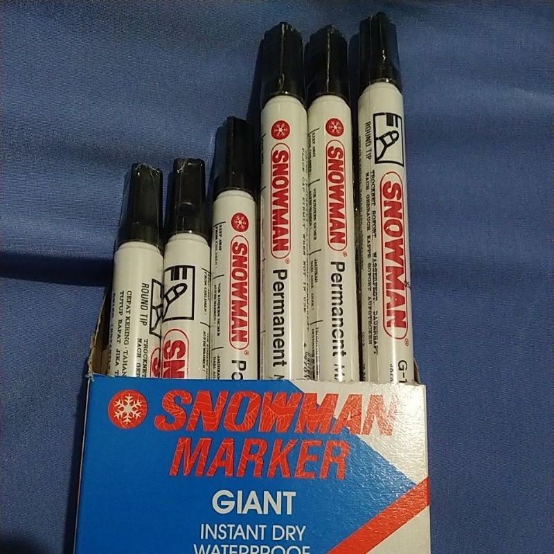 

spidol permanen snowman besar hitam merah biru ecer