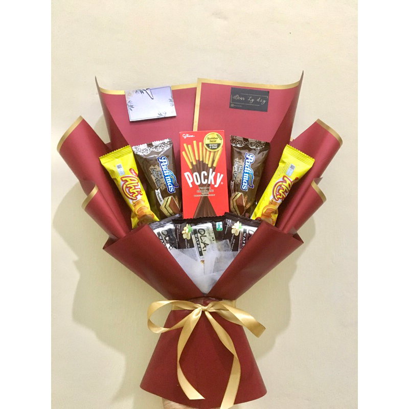 Buket Snack Pocky / Buket Coklat Silverqueen / Buket Valentine / Hampers Hadiah Wisuda