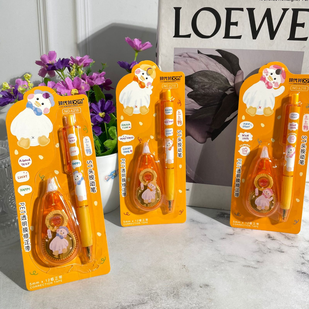

Correction tape 2 in 1 duck orange ( 1 correction tape + 1 pen ) XDM-6218 keperluan anak sekolah bisa COD termurah import correction tape tip x tape