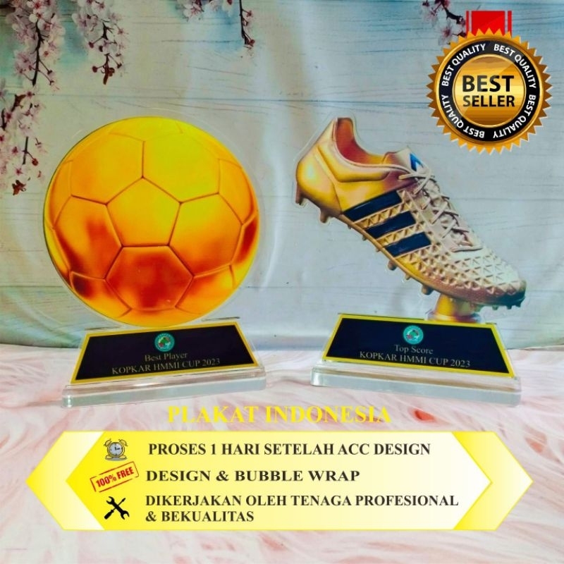 Plakat akrilik custom | Custom plakat futsal | Custom plakat bola |Custom piala bola |Trophy futsal