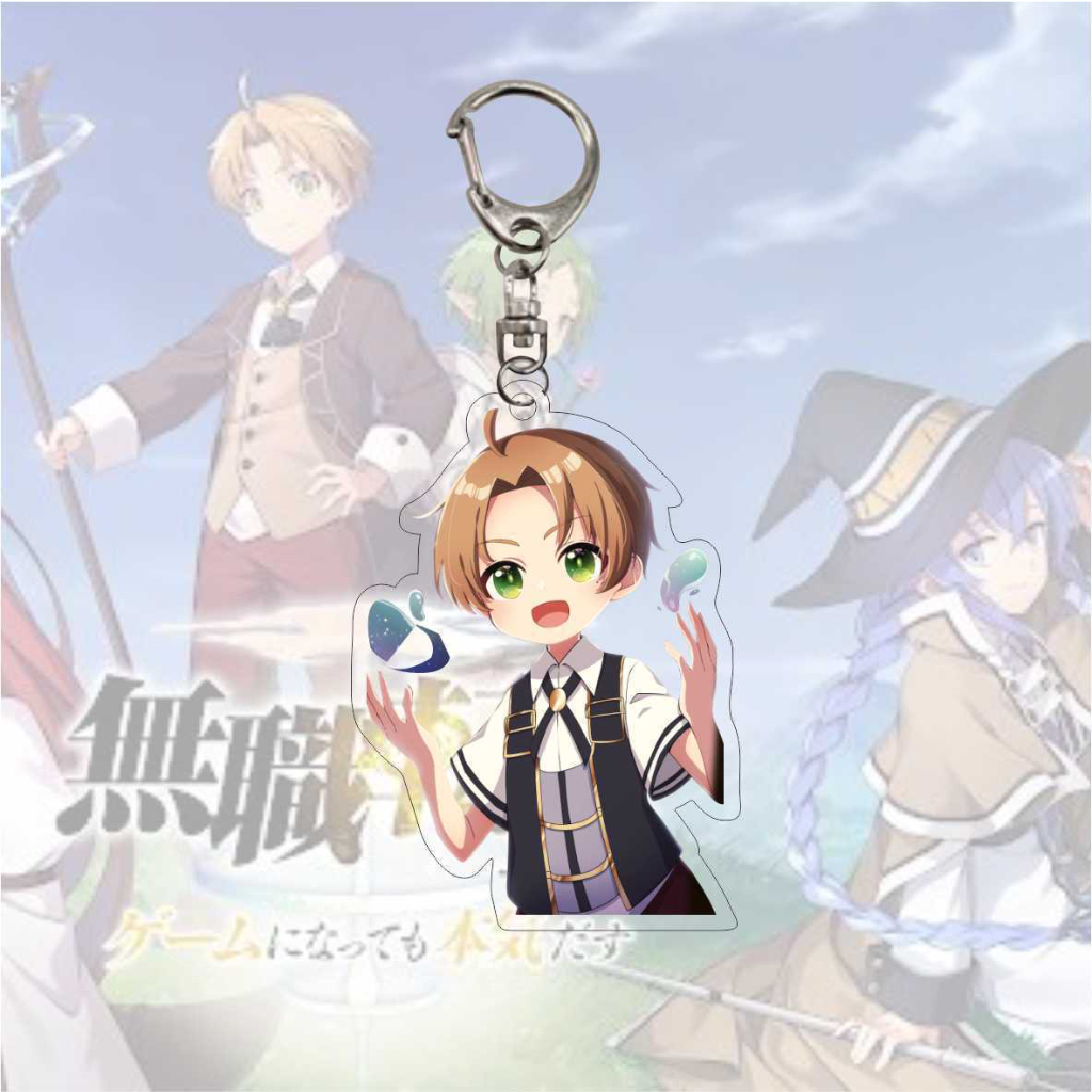 Gantungan Kunci Anime Mushoku Tensei: Jobless Reincarnation Rudeus Roxy Akrilik Transparan Keychain 