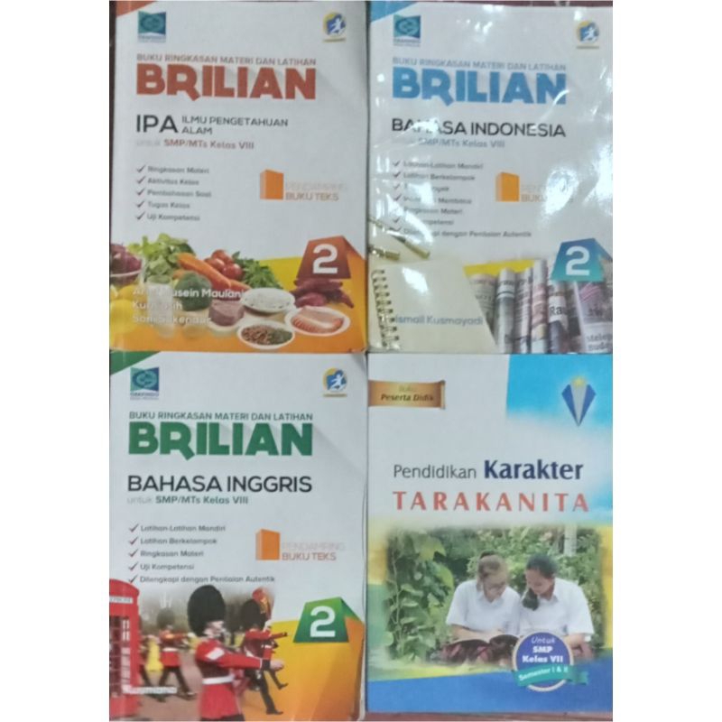 Brilian Bahasa Inggris,Ipa,Bahasa Indonesia,Pendidikan Karakter Tarakanita Untuk SMP Kelas VIII urik