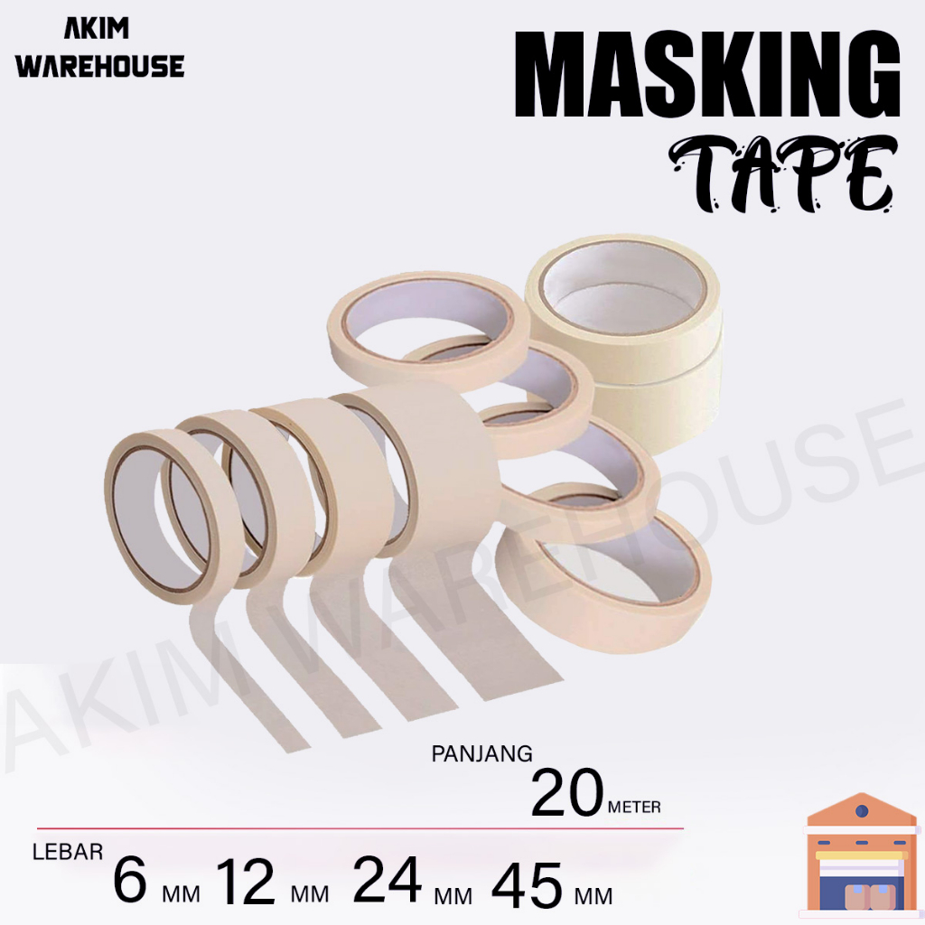 

Lakban Kertas / Masking Tape Ukuran 6" 12" 24" 45" mm - 20 Meter