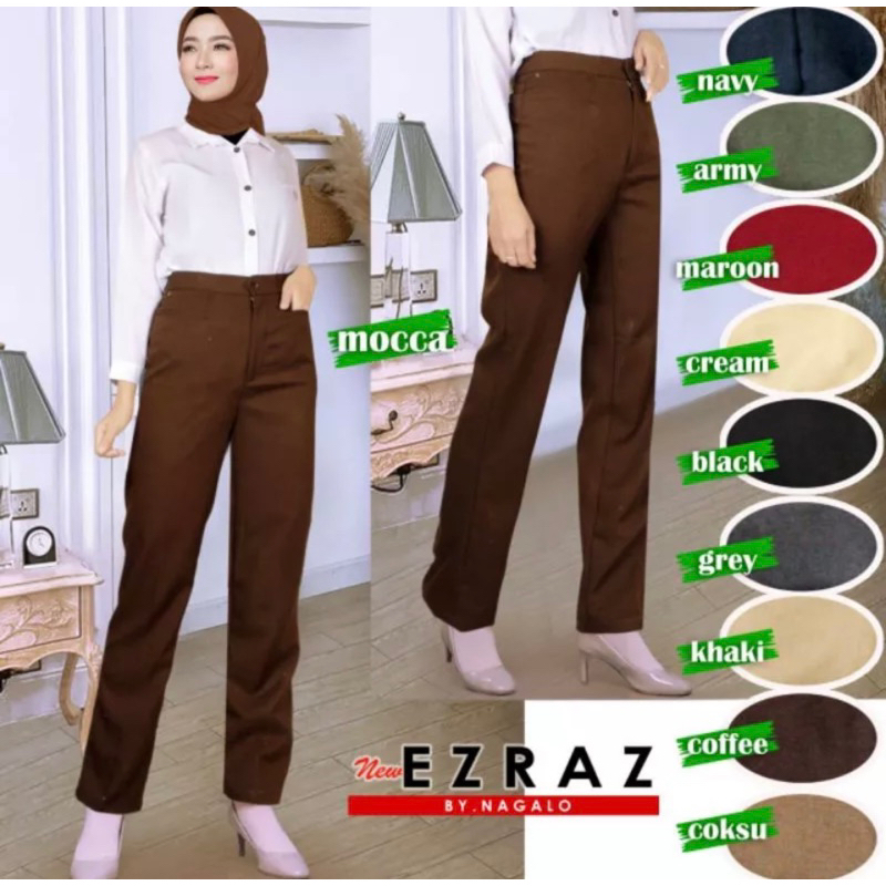 CELANA KANTOR PANJANG KANTONG POLOS | CELANA KANTOR WANITA EZRAZ
