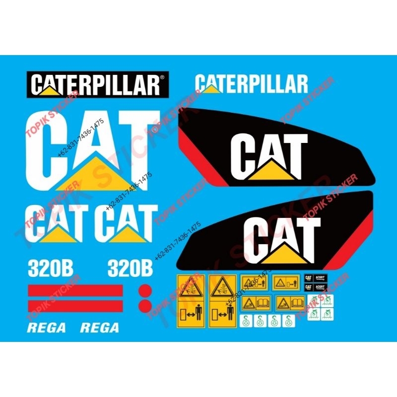 Stiker Excavator CATERPILLAR CAT 320B, Stiker Alat Berat