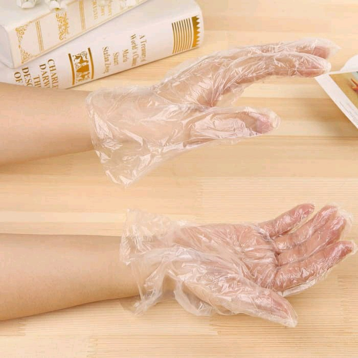 Sarung Tangan isi 100pcs Disposable Gloves Plastik Glove Hand 100 pcs Pack HDPE Plastic