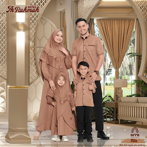 ARRA - Sarimbit Ar Rahmah Fashion Muslim Keluarga (Koko, Gamis, Kerudung) Gamis Couple Warna Coklat 