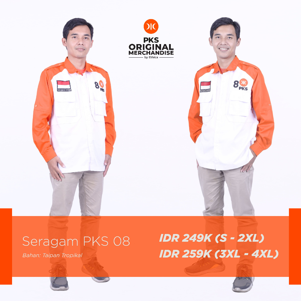 PKS Merchandise | Kemeja Lapangan 8 Orange Kemeja Partai PKS