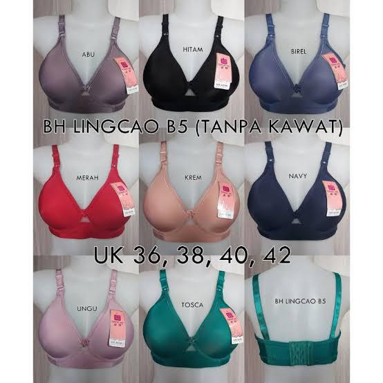 [1 PCS] LING CAO / VAYA B5 - BH busa B5 tanpa kawat cup B kait 3 / bh wanita import lingcao besar