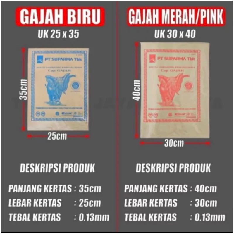 Kertas nasi coklat merk GAJAH / kertas nasi gajah pink dan biru / kertas nasi coklat