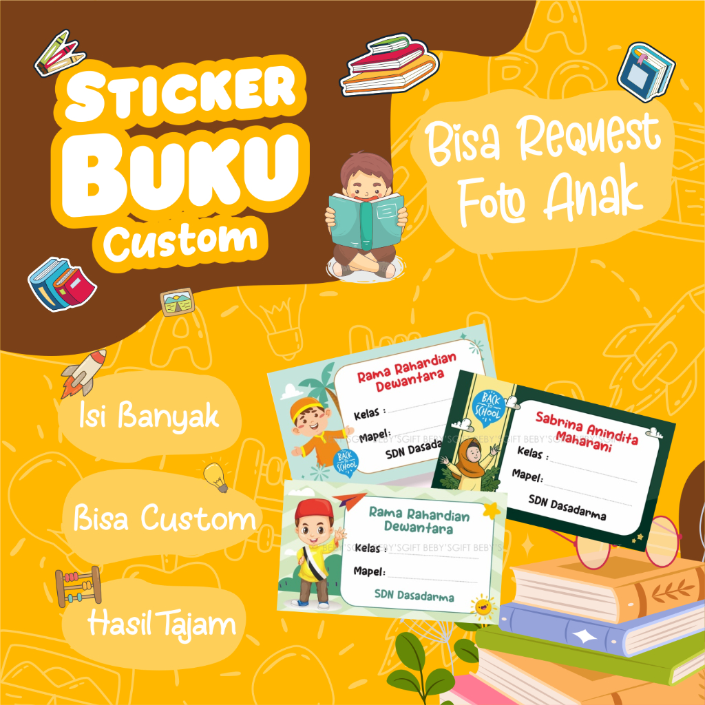 

Cetak Print Sticker Buku Sekolah Mata Pelajaran Mapel Anak Custom Kartun