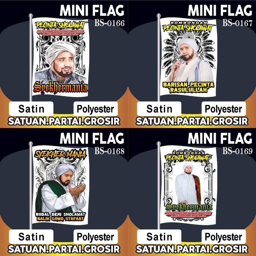 Cetak Bendera Kain Syekhermania Desain Putih /Umbul Umbul Syekhermania