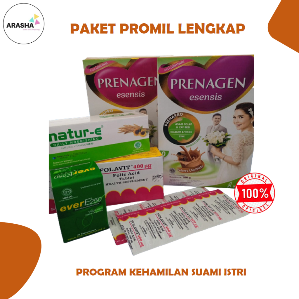 PAKET PROMIL SUAMI ISTRI AMPUH TERLENGKAP - SUSU PROMIL - VITAMIN E - ASAM FOLAT - FREE TESPEK