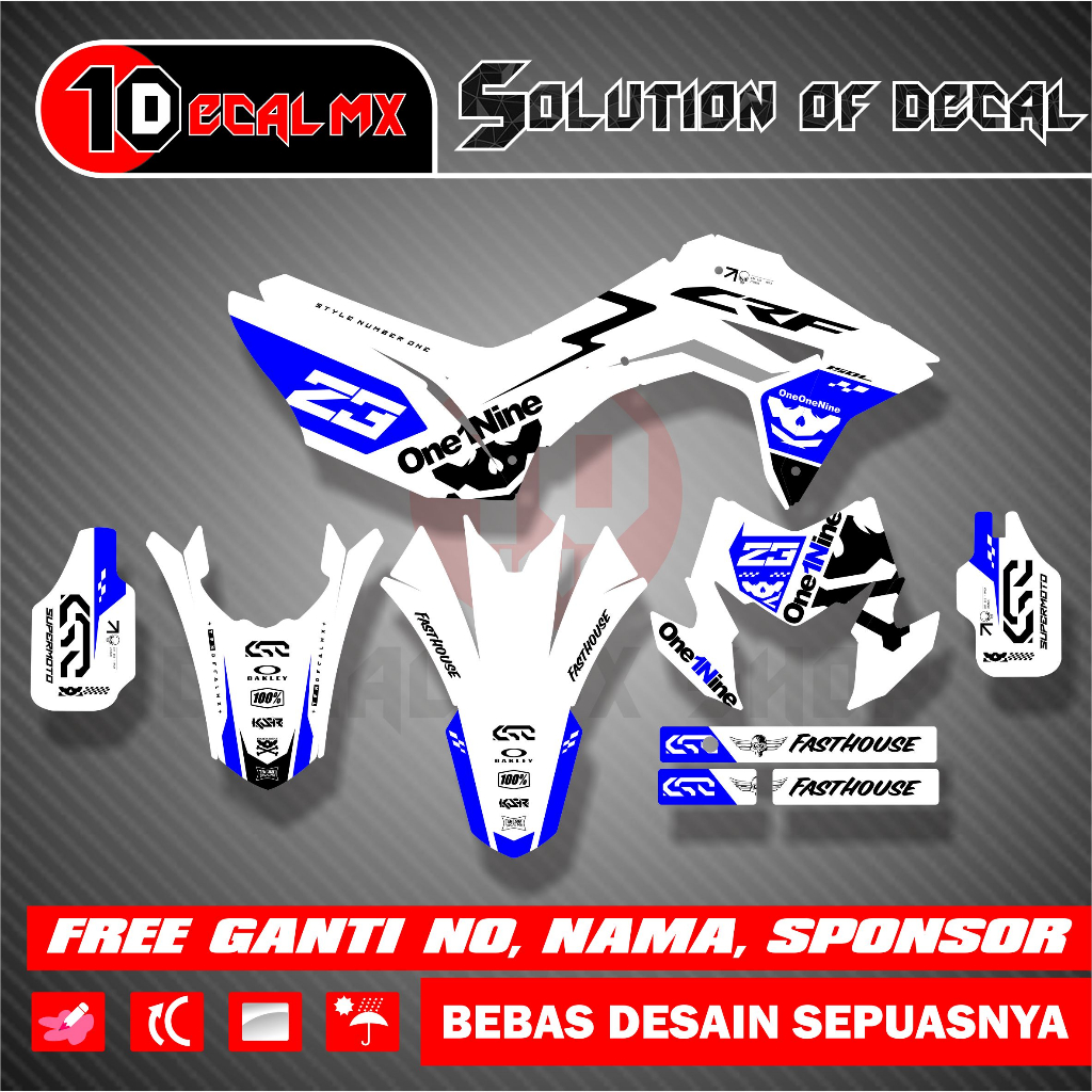 Decal CRF 150L PUTIH BIRU SUPERMOTO FULL BODY