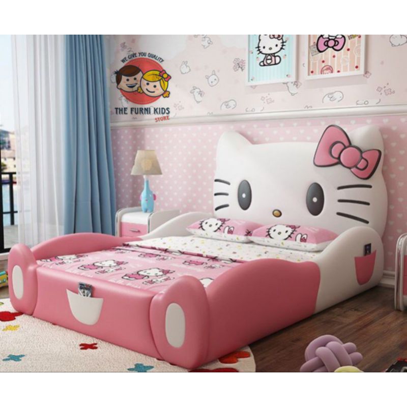tempat tidur anak perempuan karakter hello kitty