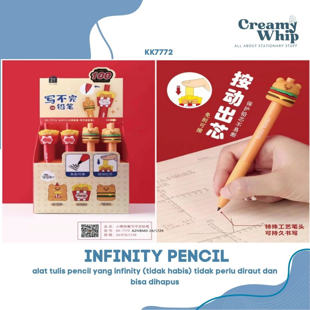 

Infinity Burger and Fries Pencil - Pensil yang tidak akan habis Pencil Seumur Hidup Pensil Unik Kekinian