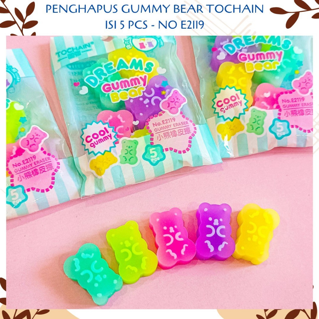 

PENGHAPUS GUMMY BEAR TOCHAIN ISI 5 PCS NO.E2119 ERASER HAPUSAN KARAKTER LUCU IMUT KADO UNIK SOUVERNIR ORIGINAL TERMURAH