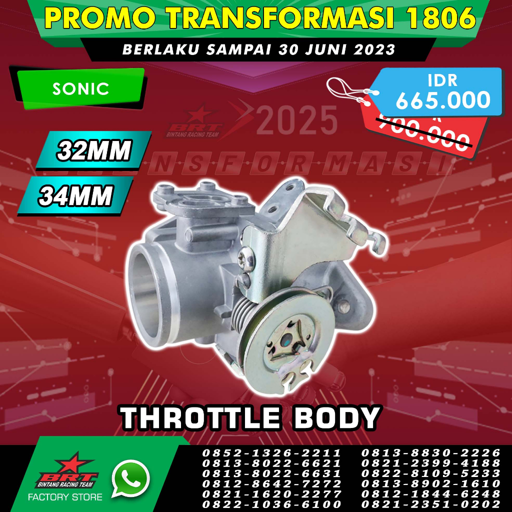 THROTTLE BODY + VELOCITY RUBBER BANANA SONIC NEW BRT