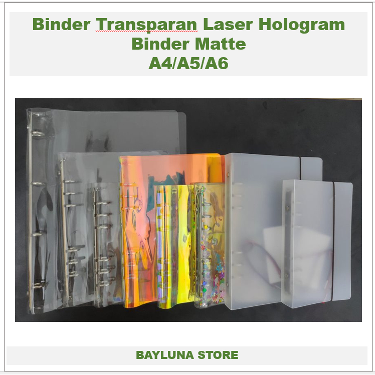 

Binder Transparan, Binder Sequins Payet Manik, Binder Laser Hologram, Binder Matte A4/A5/A6